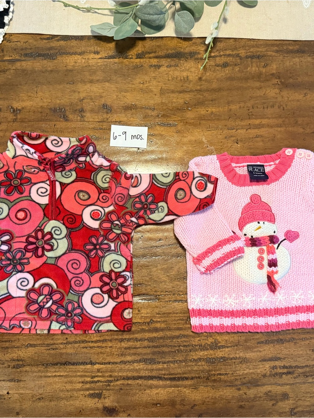 The Children's Place Pink Sweater with Floral Fleece Pullover Set